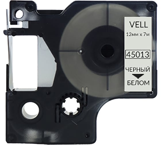 Лента Vell VL-D-S0720530/45013 (12 мм х 7 м, черный на белом) 328661