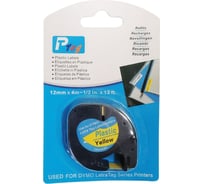 Лента Vell пластиковая VL-D-91202/S0721620/91222 (12 мм x 4 м, черный на желтом) 328728