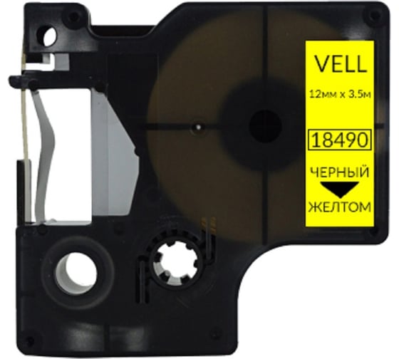 Лента Vell VL-D-S0718080/18490 (нейлон, 12 мм x 3.5 м, черный на желтом) 375062 1