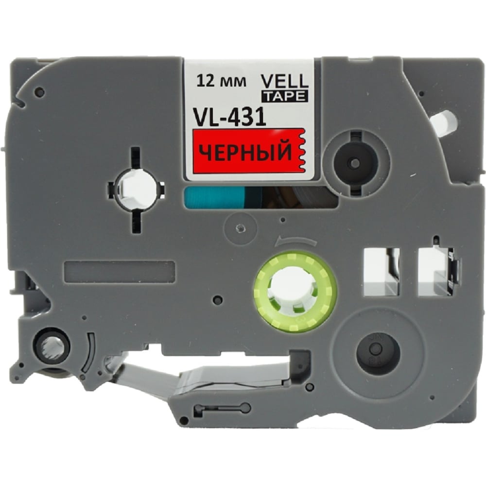 Лента Vell VL-431 (Brother TZE-431, 12 мм, черный на красном) для