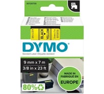 Картридж с лентой Dymo S0720730 9 мм, 7 м, пластик, черный на желтой ленте DYMO40918