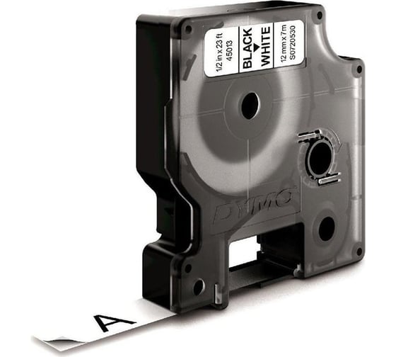 Картридж с лентой Dymo S0720530 12 мм, 7 м, пластик, черный на белой ленте DYMO45013