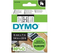 Картридж с лентой Dymo S0720780 6 мм, 7 м, пластик, черный на белой ленте DYMO43613
