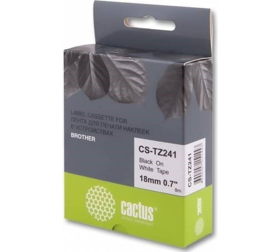 Ленточный картридж CACTUS CS-TZ241 TZe-241 черный, для Brother 1230/1280/1280VP/2700VP 807029