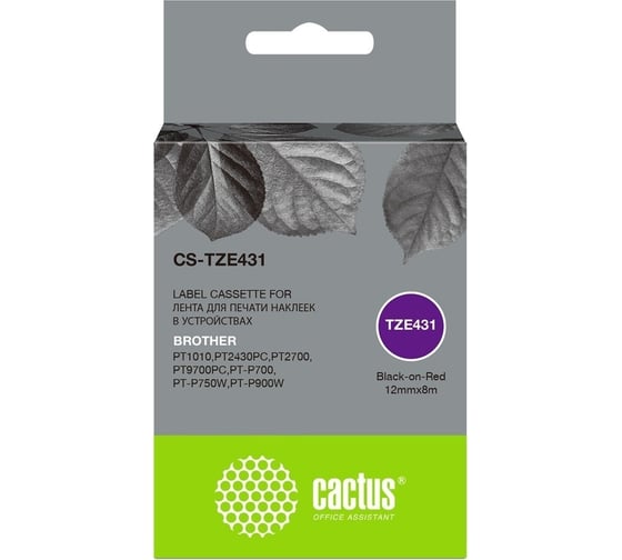 Ленточный картридж CACTUS CS-TZE431 TZE-431 черный, для Brother 1010/1280/1280VP/2700VP 1449583