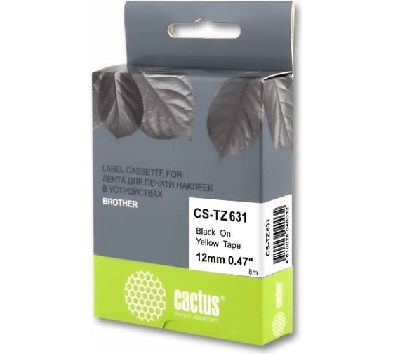 Ленточный картридж CACTUS CS-TZ631 TZe-631 черный, для Brother 1010/1260VP/1830VP/9700PC 473964 1