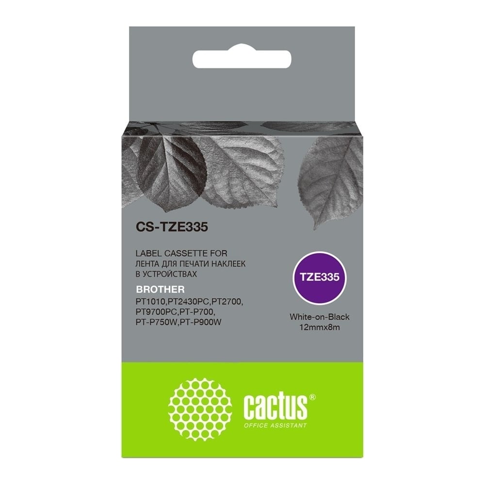 Ленточный картридж CACTUS CS-TZE335 TZe-335 белый, для Brother 1010 ...