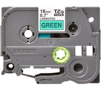 Ламинированная лента Brother TZE-741 18 мм, черный на зеленом TZE741
