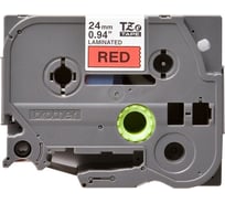 Ламинированная наклейка Brother TZe-451 24 мм, чёрный шрифт на красном фоне, длина 8 м TZE451