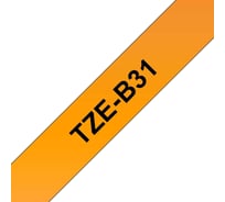 Лента для печати наклеек Brother TZe-B31 12 мм, черный на флуоресцентном оранжевом фоне TZEB31