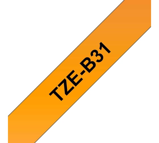 Лента для печати наклеек Brother TZe-B31 12 мм, черный на флуоресцентном оранжевом фоне TZEB31 1