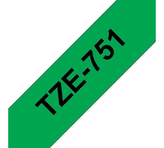 Лента в кассете для печати наклеек Brother TZE-751 черный на зеленом фоне, ширина 24 мм TZE751