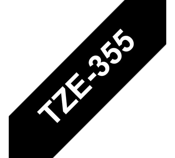 Лента в кассете для печати наклеек Brother TZE-355 белый на черном фоне, ширина 24 мм TZE355