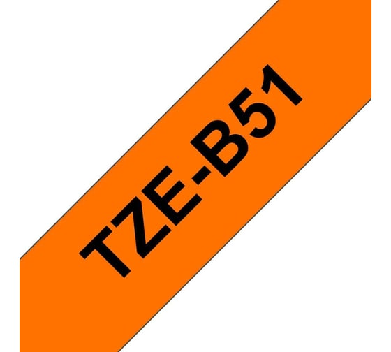 Лента в кассете для печати наклеек Brother TZE-B51 черный на флуоресцентном оранжевом фоне TZEB51