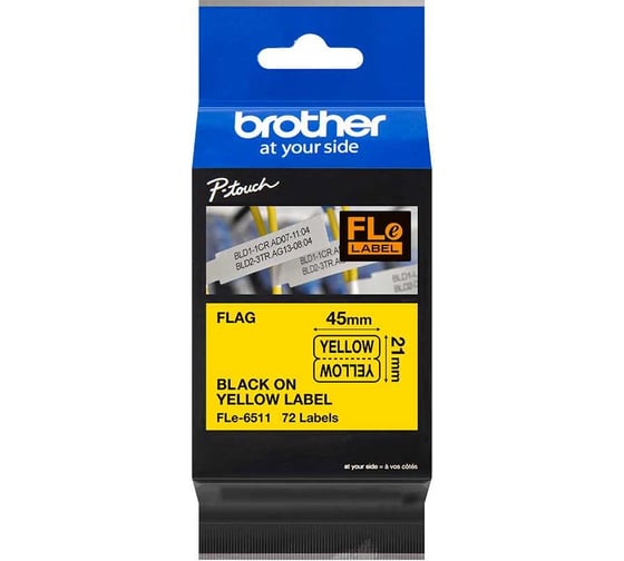 Лента для флажковой маркировки Brother Fle-6511 21 мм, чёрный шрифт на жёлтом фоне FLE6511
