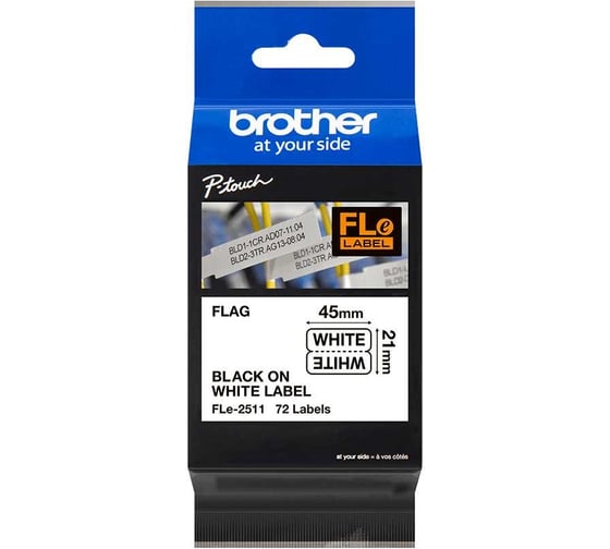 Лента для флажковой маркировки Brother Fle-2511 21 мм, чёрный шрифт на белом фоне FLE2511
