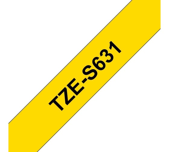 Лента для печати наклеек Brother TZe-S631 12 мм, чёрный на жёлтом фоне, 8 м TZES631