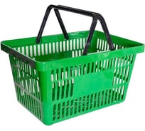 Покупательская корзина ООО Комус MDM_PL-722KRZ.722.5.GN зеленый, 2 ручки, 22 л, в упаковке 5 шт. 1275471