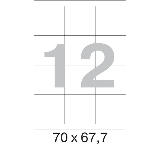 Самоклеящиеся этикетки ProMega label Basic 70x67.7 мм, 12 шт. на листе А4, в упаковке 100 листов 1212986