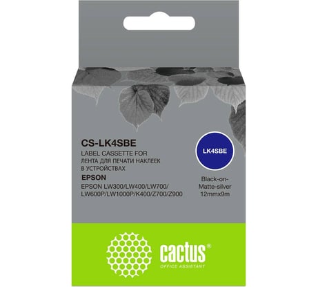 Ленточный картридж CACTUS CS-LK4SBE черный для Epson LW300/LW400/LW700/LW600P/LW1000P/K400/Z700/Z900 1912278