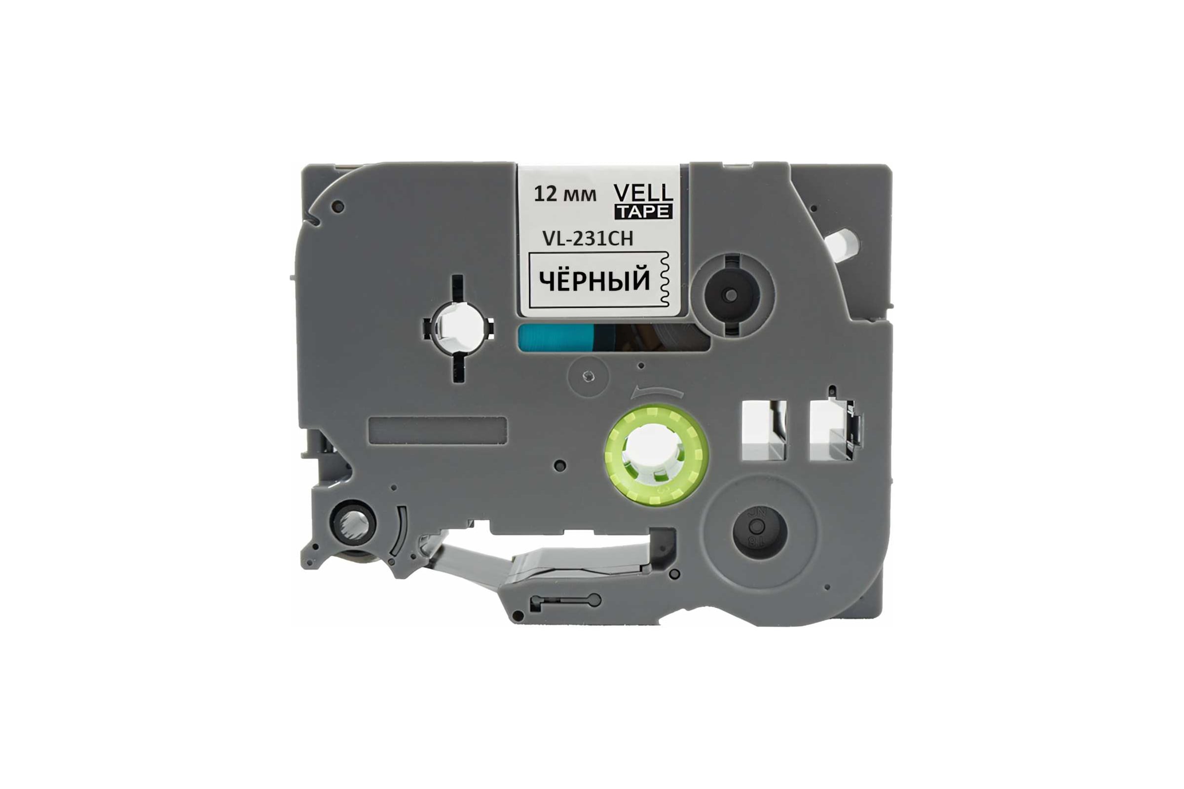 ЛентаVellVL-231CH(счипом,12мм,черныйнабелом)дляPutyPT-100E/100ECH/BrotherD200/E110/D600/E300/2700/P700/E550/P9001350594