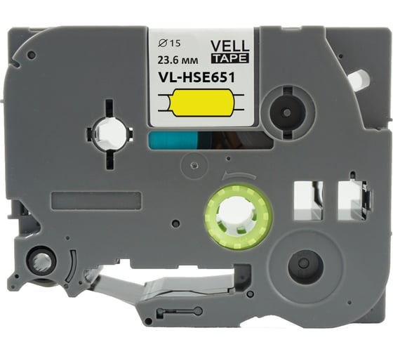 Термоусадочная трубка Vell HSE-651 (Brother HSE 651, 23,6 мм, черный на желтом) для PT D600/P700/P750/PTE550/9700/P900 319984