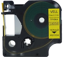 Термоусадочная трубка Vell VL-D-S0718340/18058 (Ø 11 мм, 19 мм x 1,5 м, черный на желтом) 320142