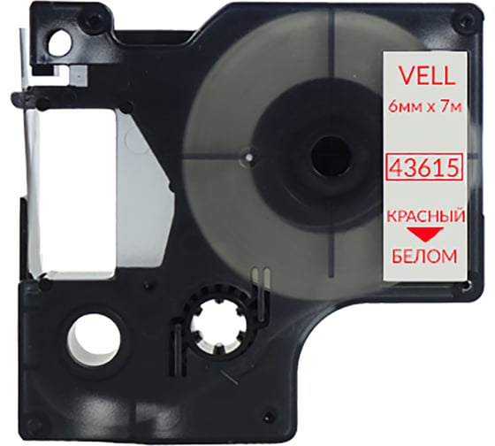 Лента Vell VL-D-43615 (6 мм х 7 м, красный на белом) 328649 1