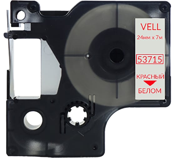Лента Vell VL-D-53715 (24 мм х 7 м, красный на белом) 328691 1