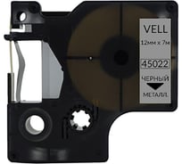 Лента Vell VL-D-S0720620/45022 (12 мм х 7 м, черный на серебристом) 328669