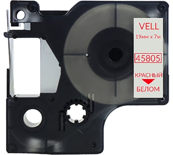 Лента Vell VL-D-S0720850/45805 (19 мм х 7 м, красный на белом) 328675 1