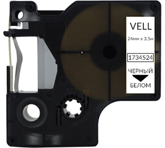 Лента Vell VL-D-S0773840/1734524 (нейлон, 24 мм x 3.5 м, черный на белом) 375049 1