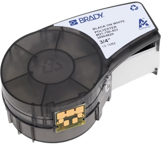 Лента 19.05мм/6.4м, полиэстер, черный на белом Brady M21-750-423 brd110898
