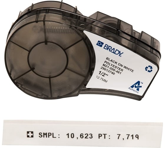 Лента 12.7мм/6.4м, полиэстер, черный на белом Brady M21-500-461 brd110932