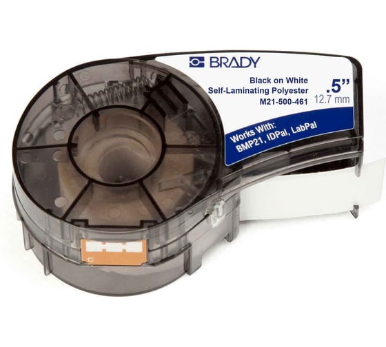 Лента 12.7мм/6.4м, полиэстер, черный на белом Brady M21-500-461 brd110932 1