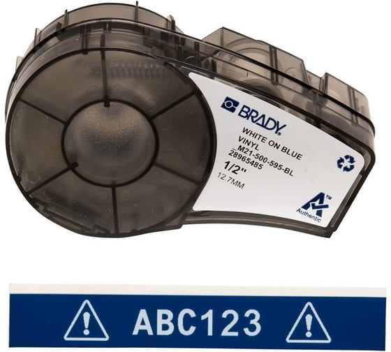 Лента 12.7мм/6.4м винил, белый на синем Brady M21-500-595-BL brd142798