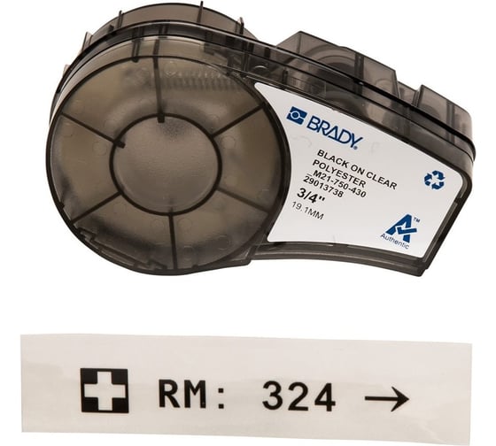 Лента 19.05мм/6.4м, полиэстер, черный на прозрачном Brady M21-750-430 brd110901