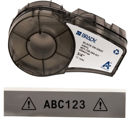 Лента 19.05мм/6.4м винил, черный на сером Brady M21-750-595-GY brd139740