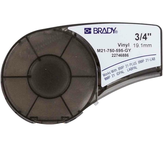 Лента 19.05мм/6.4м винил, черный на сером Brady M21-750-595-GY brd139740 1