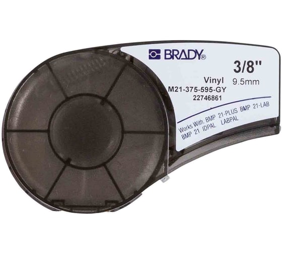 Лента 9.53мм/6.4м винил, черный на сером Brady M21-375-595-GY brd139738 1