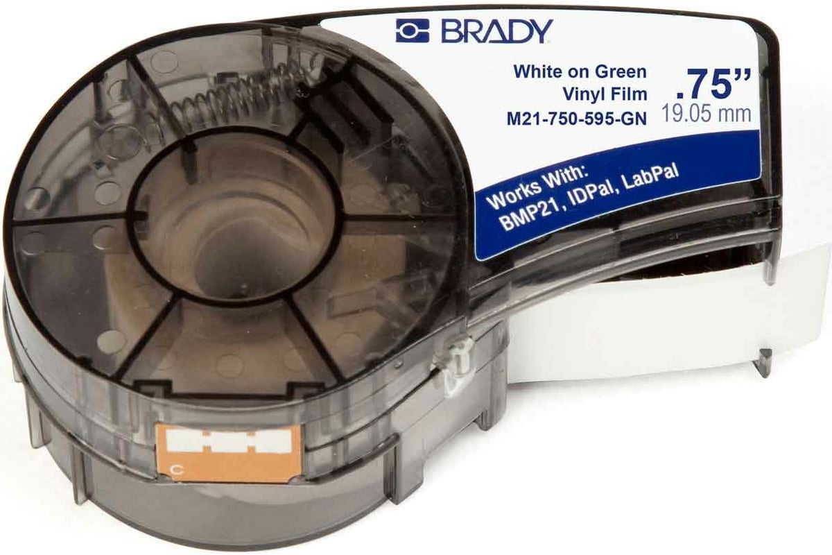 Лента 19.05мм/6.4м винил, белый на зеленом Brady M21-750-595-GN brd142808 -  выгодная цена, отзывы, характеристики, фото - купить в Москве и РФ