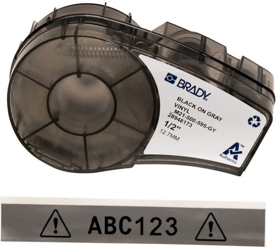 Лента 12.7мм/6.4м винил, черный на сером Brady M21-500-595-GY brd139739