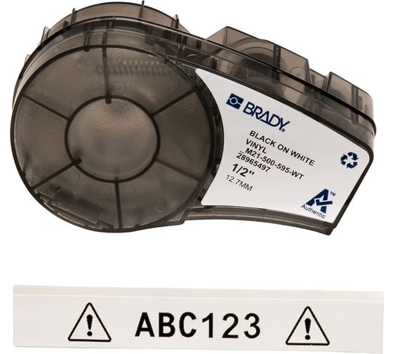 Лента 12.7мм/6.4м винил, черный на белом Brady M21-500-595-WT brd142807
