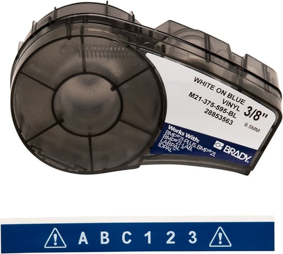 Лента 9.53мм/6.4м винил, белый на синем Brady M21-375-595-BL brd142806
