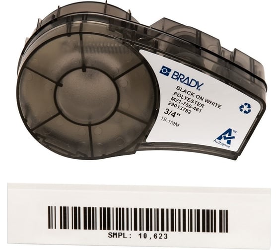 Лента 19.05мм/6.4м, полиэстер, черный на белом Brady M21-750-461 brd110933