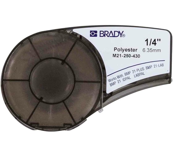Лента 6.35мм/6.4м, полиэстер, черный на прозрачном Brady M21-250-430 brd139755 1
