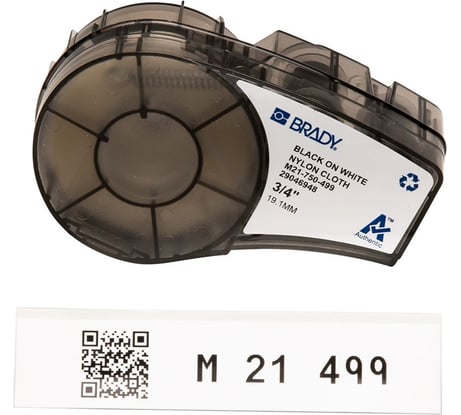 Лента 19.05мм/4.87м, нейлон, черный на белом Brady M21-750-499 brd110895
