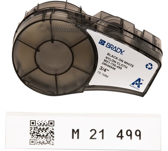 Лента 19.05мм/4.87м, нейлон, черный на белом Brady M21-750-499 brd110895