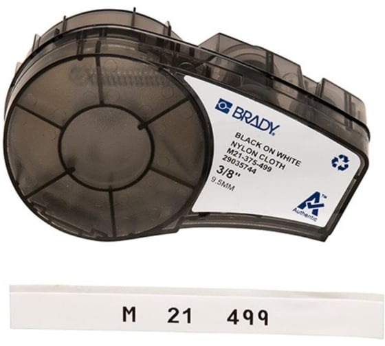 Лента 9.53мм/4.87м, нейлон, черный на белом Brady M21-375-499 brd110893