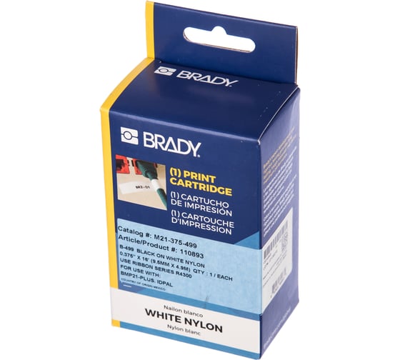 Лента 9.53мм/4.87м, нейлон, черный на белом Brady M21-375-499 brd110893